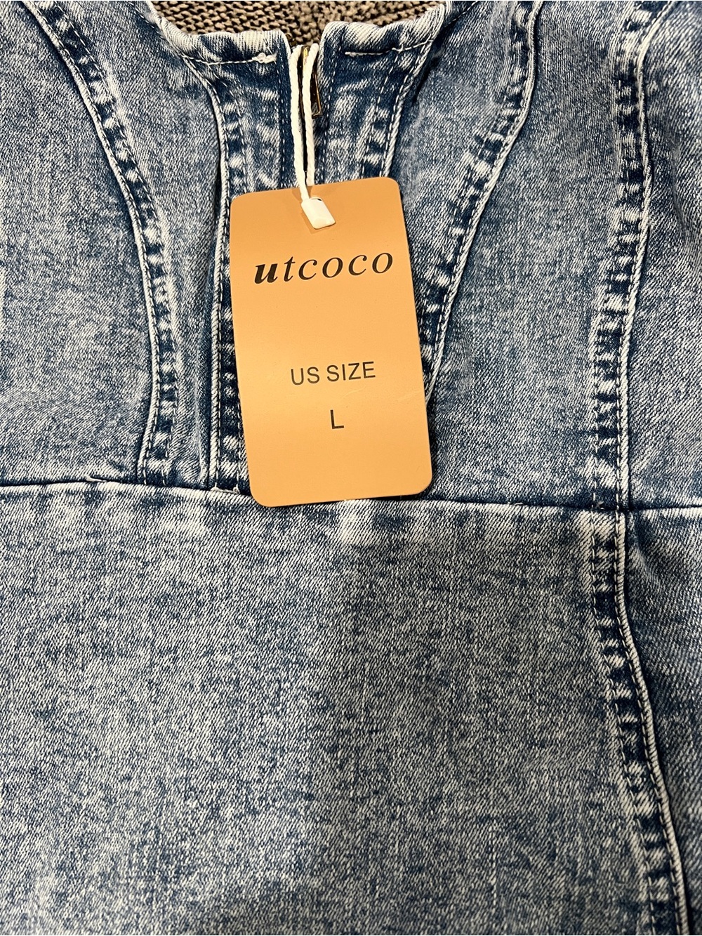 Classic Light Blue Denim Midi Dress with Front/Back Zip - L - Picture 5 of 5